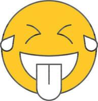 Laughing Face With Tears Of Joy Icon In White And Yellow Color. vector