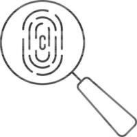 Fingerprint Search Icon In Black Line Art. vector