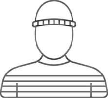 Faceless Criminal Man Icon In Black Outline. vector