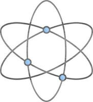 Atomic Structure Icon in Black and Blue Color. vector