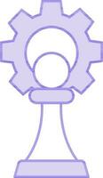 Pawn And Cogwheel Icon In Purple And White Color. vector