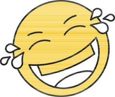 Laughing Face With Joy Of Tears Icon In White And Yellow Color. vector