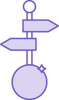 Direction Board With Coin Icon In Purple And White Color. vector