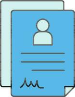 Contract Or Agreement Paper In Blue And White Color. vector