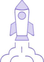 Rocket Icon In Purple And White Color. vector