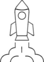 Rocket Icon In Black Line Art. vector