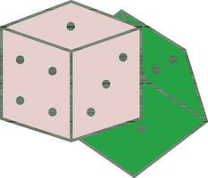 Pink And Green Dice Icon In Flat Style. vector