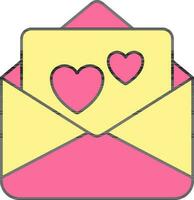 Love Card Or Letter Yellow And Pink Icon In Flat Style. vector