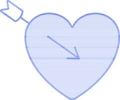 Arrow Hit In the Heart Blue Icon Or Symbol. vector