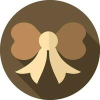 Bow Ribbon Icon On Brown Background. vector