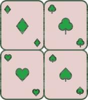 Poker Cards Icon In Pink And Green Color. vector