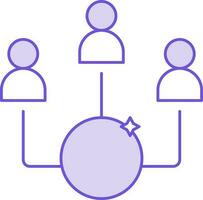 Income Distribution Icon In Purple And White Color. vector