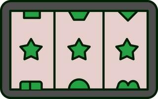 Green And Pink Slot Machine Screen Icon In Flat Style. vector