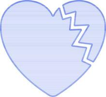 roto corazón icono en azul color. vector