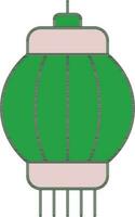 Round Paper Lantern Icon In Green And Pink Color. vector