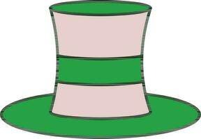 Top Hat Icon In Green And Pink Color. vector