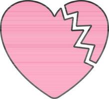 Broken Heart Flat Icon In Pink Color. vector