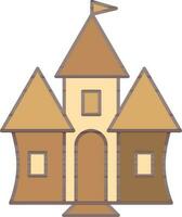 Castle Or Temple Icon In Brown Color. vector