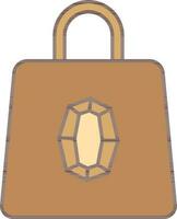 Carry Bag With Crystal Stone Symbol Icon In Brown Color. vector