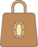 Carry Bag With Crystal Stone Symbol Icon In Brown Color. vector