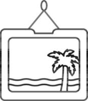 Beach Scenery Frame Icon In Black Outline. vector