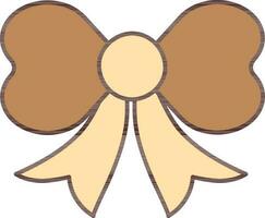 Bow Ribbon Icon In Brown Color. vector