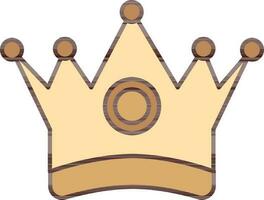 Flat Style Crown Icon In Brown Color. vector