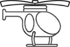 Helicopter Icon In Black Outline. vector