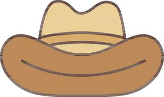 Flat Style Fedora Hat Icon In Brown Color. vector