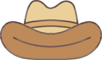 Flat Style Fedora Hat Icon In Brown Color. vector