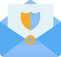 Yellow and Blue Privacy Mail Icon in Flat Style. vector