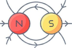 magnetismo diagrama icono en rojo y amarillo color. vector