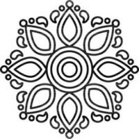 Mandala Pattern Or Rangoli Icon In Line Art. vector