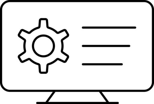 Computer Setup Or Management Icon In Black Line Art. vector