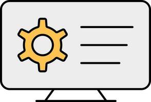Computer Setup Or Management Icon In Gray And Yellow Color. vector