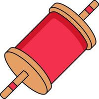 Kite Thread Spool Flat Icon In Red And And Brown Color. vector