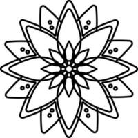 Mandala Icon In Black Line Art. vector