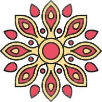 Red And Yellow Flower Design Icon In Flat Style. vector