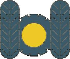 Tire With Cogwheel Icon In Blue And Yellow Color. vector