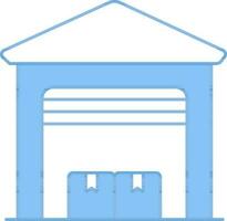 Warehouse Icon In Blue And White Color. vector