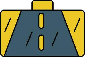 Back Mirror Icon In Blue And Yellow Color. vector