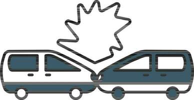 Car Accident Icon In Blue And White Color. vector