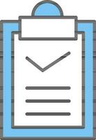 Check Document Paper On Clipboard Icon In Blue And White Color. vector