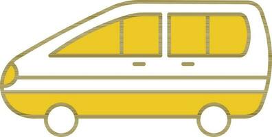 Minivan Icon In Yellow And White Color. vector