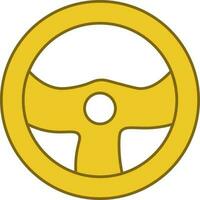 Steering Wheel Icon In Yellow And White Color. vector