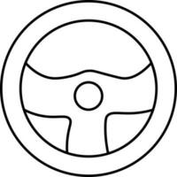 Steering Wheel Icon In Black Line Art. vector