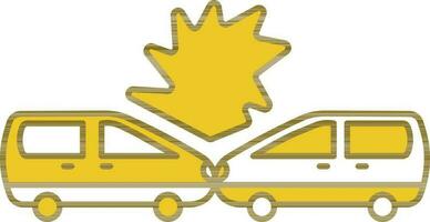 coche accidente icono en amarillo y blanco color. vector