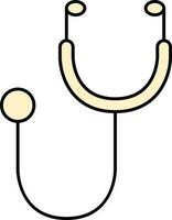 Yellow And Black Stethoscope Flat Icon On White Background. vector