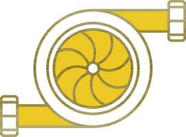 Turbocharger Icon In Yellow And White Color. vector