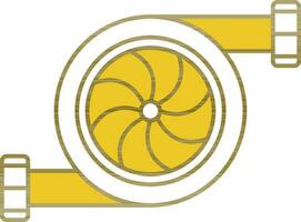 Turbocharger Icon In Yellow And White Color. vector